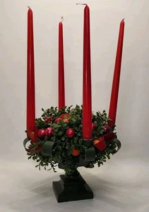 Vintage 50er Jahre Kerzenständer Kerzenleuchter / 60s Kitchy Christmas Holiday Kunstblumen - Bild 1 von 9