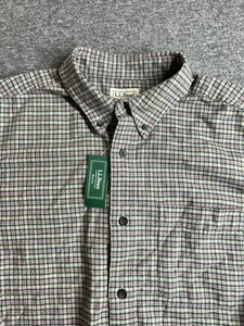 NWT VTG LL Bean Button Down Shirt Mens Medium Plaid Flannel Striped Big&Tall - Picture 1 of 7