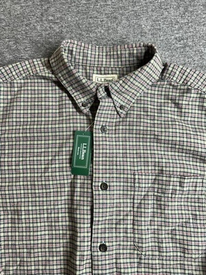 NWT VTG LL Bean Button Down Shirt Mens Medium Plaid Flannel Striped Big&Tall - Image 1 of 4