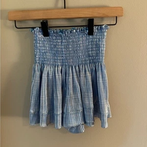 QUEEN OF SPARKLES Blue Smocked Kids Swing Shorts Small - Picture 1 of 7
