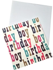 BIRTHDAY CARD 125 x 135mm BOY Male Bold Colourful Text CAROLINE GARDNER Blank - Picture 1 of 2
