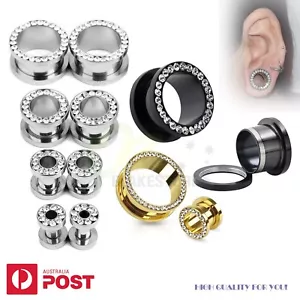 2x Surgical Steel Ear Tunnel Stretcher Piercing Plug Clear Gem Body Jewellery - Picture 1 of 14