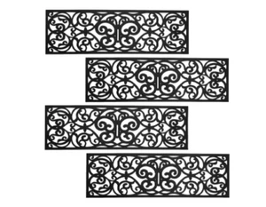 Rubber Stair Step Treads Mat Scrolled BUTTERFLY Outdoor Porch Traction(Set of 4) - Picture 1 of 5