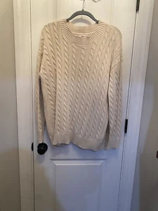 Teen 100% Organic Cotton Oversized Cream Cable-Knit Sweater Gap Sz 18/20 - Picture 1 of 9