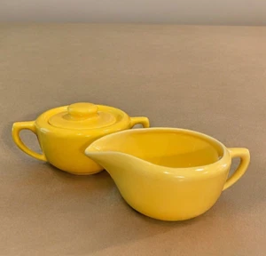 Bauer Pottery Vtg Monterey Moderne Creamer & Sugar Bowl With Lid Vintage 1950's - Picture 1 of 7