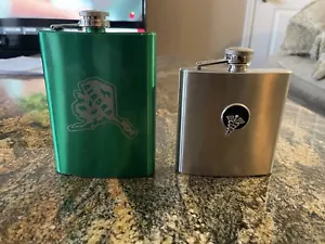 2 Liquor Pocket Hip Flasks Stainless Steel Alcohol Alaska And Medical Hospital - Picture 1 of 3