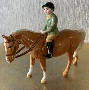 BESWICK CABALLO NIÑO EN PONY MODELO Nº 1500 PALOMINO BRILLO PERFECTO - Imagen 1 de 9