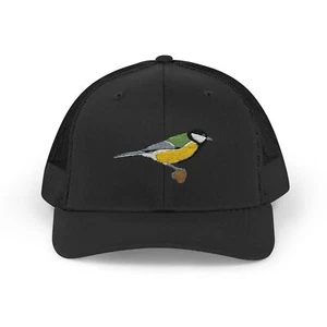 Great Tit Embroidered Bird Snapback Trucker Cap, Bird Watching Gift Cap - Picture 1 of 51