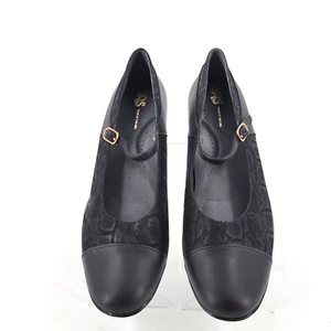 SAS Mary Jane Comfort Heels Black Animal Print Block Heel Shoes Size 10M - Picture 1 of 10