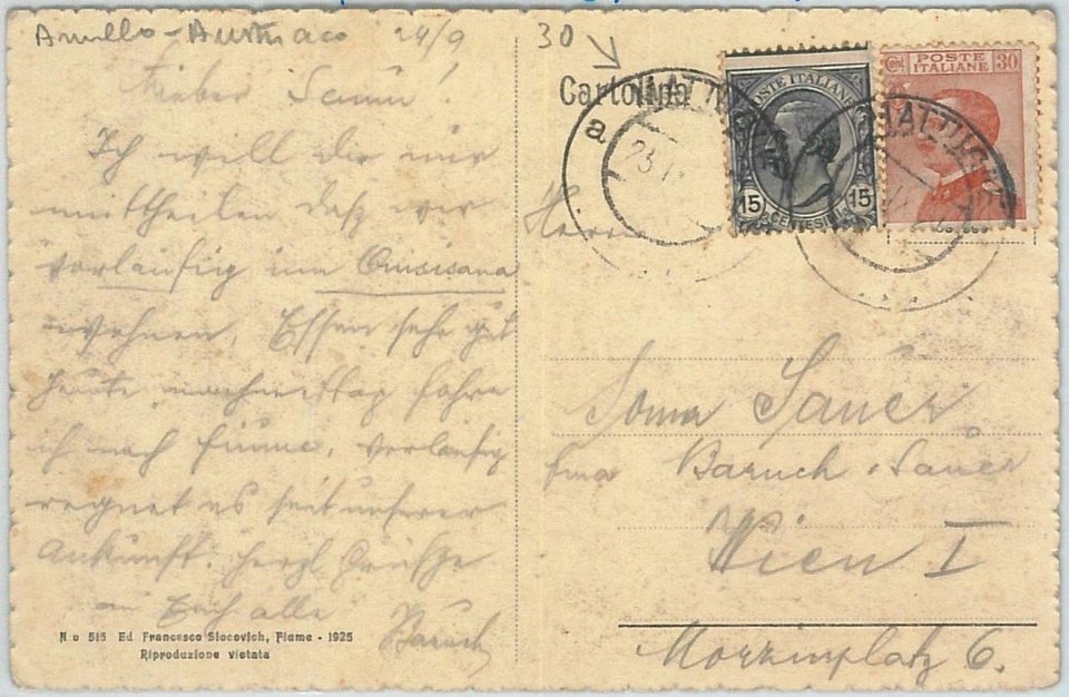 69890 - CROATIA / ITALY - POSTAL HISTORY -  POSTCARD from Matulji Mattuglie - Image 1 of 1