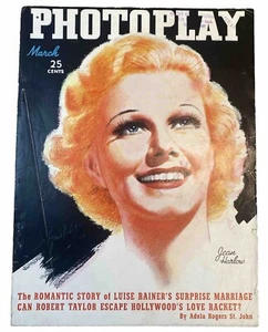 Photoplay Magazine JEAN HARLOW Cover Mar 1937 Hurrell Greta Garbo Shirley Temple - Picture 1 of 11