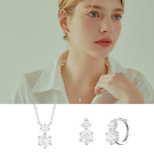 J.Estina Whitemond Earrings + Necklace SET-J0-0104 Silver 925 Rhodium Plated