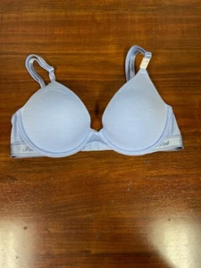 Victoria's Secret Pink Wear Everywhere Lightly Lined T-Shirt Bra 32C Lt Blue - Picture 1 of 2