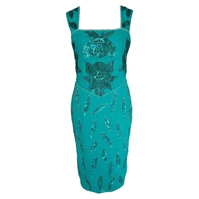 Vestido verde VIRGOS LOUNGE adornado con cuentas para mujer fiesta ocasión Reino Unido 12 nuevo con etiquetas Foto 1 de 4