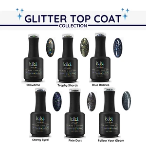 Glitter No Wipe Top Coat Nail Gel Polish Manicure UV LED Soak Off Kiki London - Picture 1 of 15