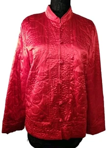 Softwear Mark Singer rote Seide Blumen Mandarinkragen gefütterte Jacke Größe Large - Bild 1 von 6