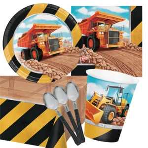 Construction Party Supplies 8 Guest Small Deluxe Pack Birthday Trucks - Picture 1 of 6