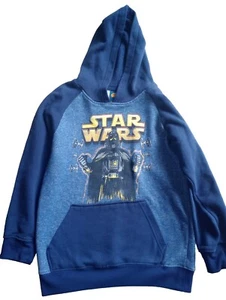 M 8/10 Kids Star Wars Hoodie Blue Darth Vader Sweatshirt Long Sleeve - Picture 1 of 7