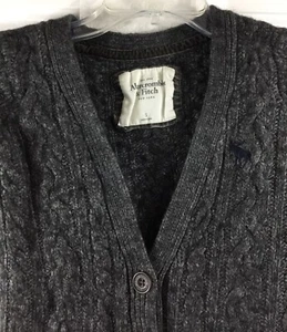 Abercrombie Gray Cable Knit Cardigan Button Up Long Sleeve Sweater Girls Small - Picture 1 of 6
