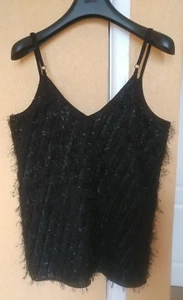Black Fringe Cami Vest Size 6 New with Tags - Picture 1 of 11