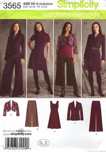 Dress Jumper Pants Jacket Bolero, Simplicity Sewing Pattern 3565 Sizes 16 to 24 - Picture 1 of 2