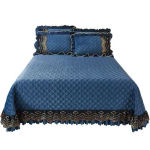 Bedspread set velvet lace bedspread soft bedspread super deluxe 2 pillowcases - Picture 1 of 34
