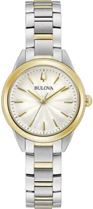 Reloj de vestir para mujer Bulova Sutton 98L277 esfera blanca plateada de dos tonos - Imagen 1 de 2