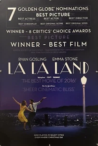 LA LA LAND Original One Sheet Movie Poster - 2016 - GOSLING/STONE - GOLDEN GLOBE - Picture 1 of 8