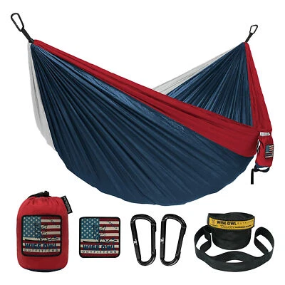 Wise Owl Outfitters Large DoubleOwl Hammock with Adjustable Tree Straps, Liberty - Image 1 of 4