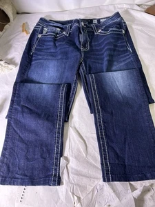 Pantalones de mezclilla para mujer Miss Me de pierna recta, talla 30, lavado medio - Imagen 1 de 8