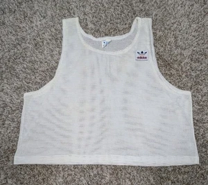 Vintage 80’s Adidas Tank Top Made In USA XL 46-48 Cropped Mesh Net Running - Picture 1 of 7