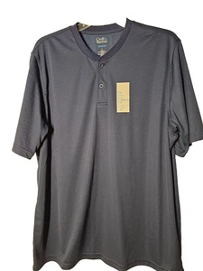 Croft & Barrow Hombres Secado Rápido Sin Cuello Polo Henley Camisa Absorbente Azul Marino Grande - Imagen 1 de 4