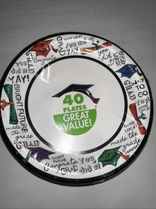 Graduation Dessert Plates Graduation Party Supplies 40CT 6.75" - Picture 1 of 2