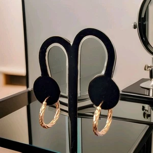 Ross-Simons Rose Gold plated 925 Sterling Silver Twisted Hoop Earrings 25x3.3mm - Picture 1 of 3