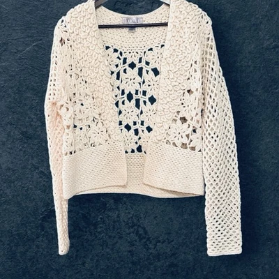 Nine & Co Nine West Eggnog Crochet Cardigan Women's Sz L - Image 1 of 3