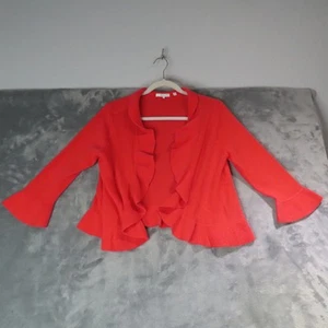 360 KASCHMIR Strickjacke Pullover Damen großer Rüschenbesatz vorne offen leicht - Bild 1 von 9