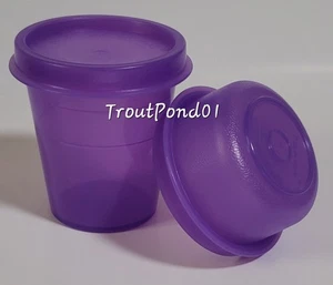 TUPPERWARE Midget Smidget Set of 2 Mini Bowls Condiment Cups Sheer Grape Purple - Picture 1 of 5