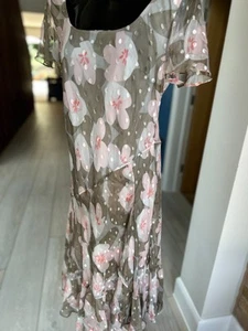 Fenn Wright Manson Brown/Pink Floral Silk Dress Size UK16/US12/EU44 NWT - Picture 1 of 10