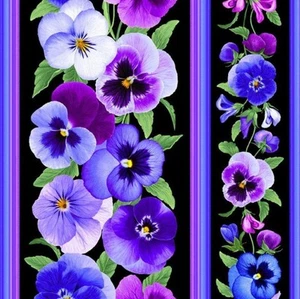 Timeless Treasure Pansy Perfection Border Stripe Cotton Quilt Fabric by the Yard - Picture 1 of 5