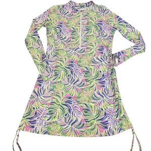 Banana Boat Dress Women's Size Medium Tropical Print UPF 50+ Zip Long Sleeve - Picture 1 of 12