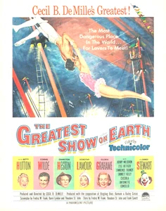 1952 HESTON LAMOUR STEWART Movie Ad GREATEST SHOW ON EARTH Cecil B. DeMille's - Picture 1 of 1