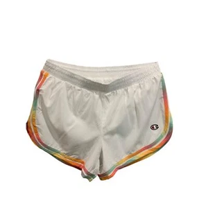 Medium Champion Womens New Running Varsity Shorts White Lined - Picture 1 of 9