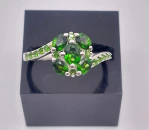 Natural Chrome Diopside 925 Silver Ring - Picture 1 of 14