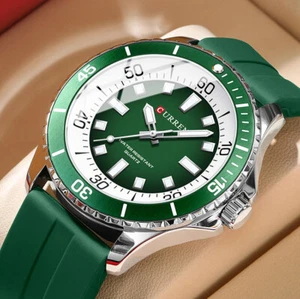 CURREN Mens Quartz Analog Sport Watch Waterproof Casual Rubber Strap Watches - Picture 1 of 22