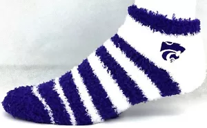 Kansas State Wildcats Purple & White Faded Stripe Fuzzy Socks - Picture 1 of 3