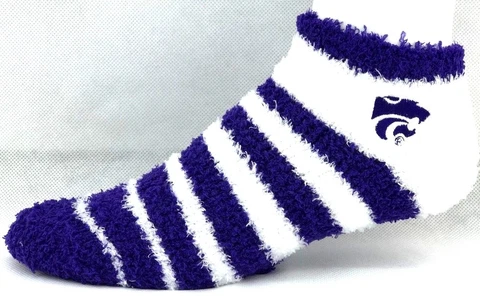 Kansas State Wildcats Purple & White Faded Stripe Fuzzy Socks Cover