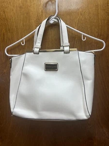 Women "Christian Lacrois" white handbag w/blue interior. Prev. Owned - Picture 1 of 3