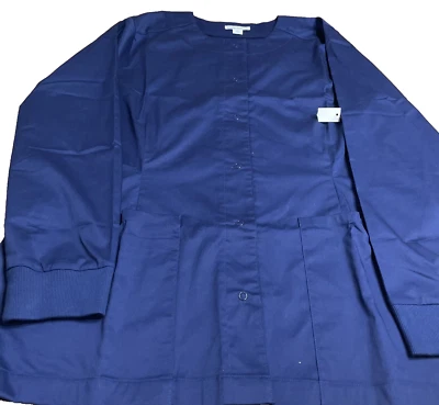 Amazon Essentials XL Medical Lab Coat Dark Blue Navy Long Sleeve Poly Cotton - Image 1 of 4