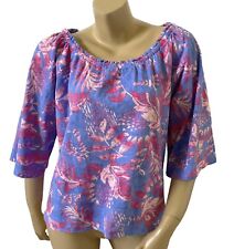 STELLA PARKER Collection Womens Size XL Bell Sleeve Floral Tropical Crop Shirt