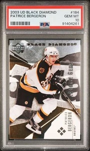 Patrice Bergeron 2003 Upper Deck Black Diamond RC #184 Bruins ROOKIE SP - PSA 10 - Picture 1 of 2